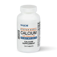 Major 904546092 Oyster Shell Calcium with Vitamin D 500 mg - 150Tabs Bottle (Pack of 12)-Preferred Medical Plus