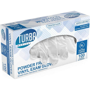 Turba Medical 01-100-10 Vinyl Exam Gloves (Case of 1000)-Preferred Medical Plus