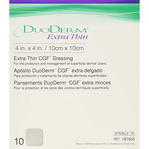 Convatec 187955 Duoderm Extra Thin. Hydrocolloid Dressing 4 in. x 4 in. (Box of 10)-Preferred Medical Plus