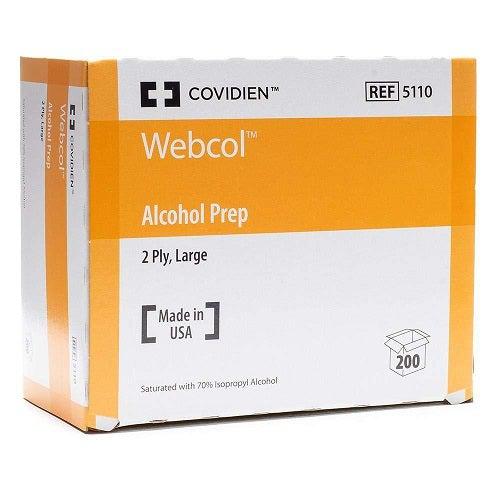 Covidien 5110 Webcol Large Alcohol Prep Pads (Box of 200)-Preferred Medical Plus