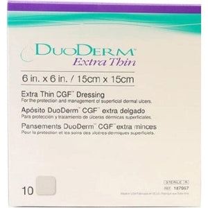 Convatec 187957 Duoderm Extra Thin. Hydrocolloid Dressing 6 in. x 6 in. (Box of 10)-Preferred Medical Plus