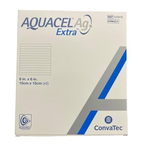 Convatec 420678 Aquacel AG Hydrofiber Dressing 6 in. x 6 in. (Box of 5)-Preferred Medical Plus