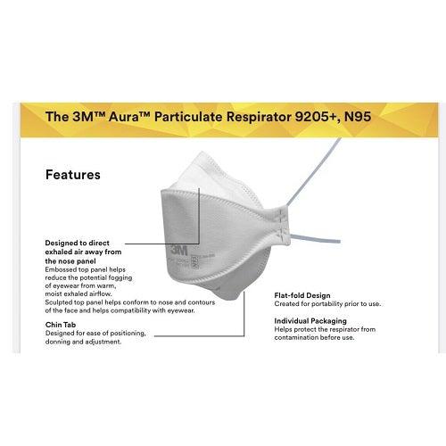 3M Aura Particulate Respirator 9205 Plus (Pack of 20)-Preferred Medical Plus